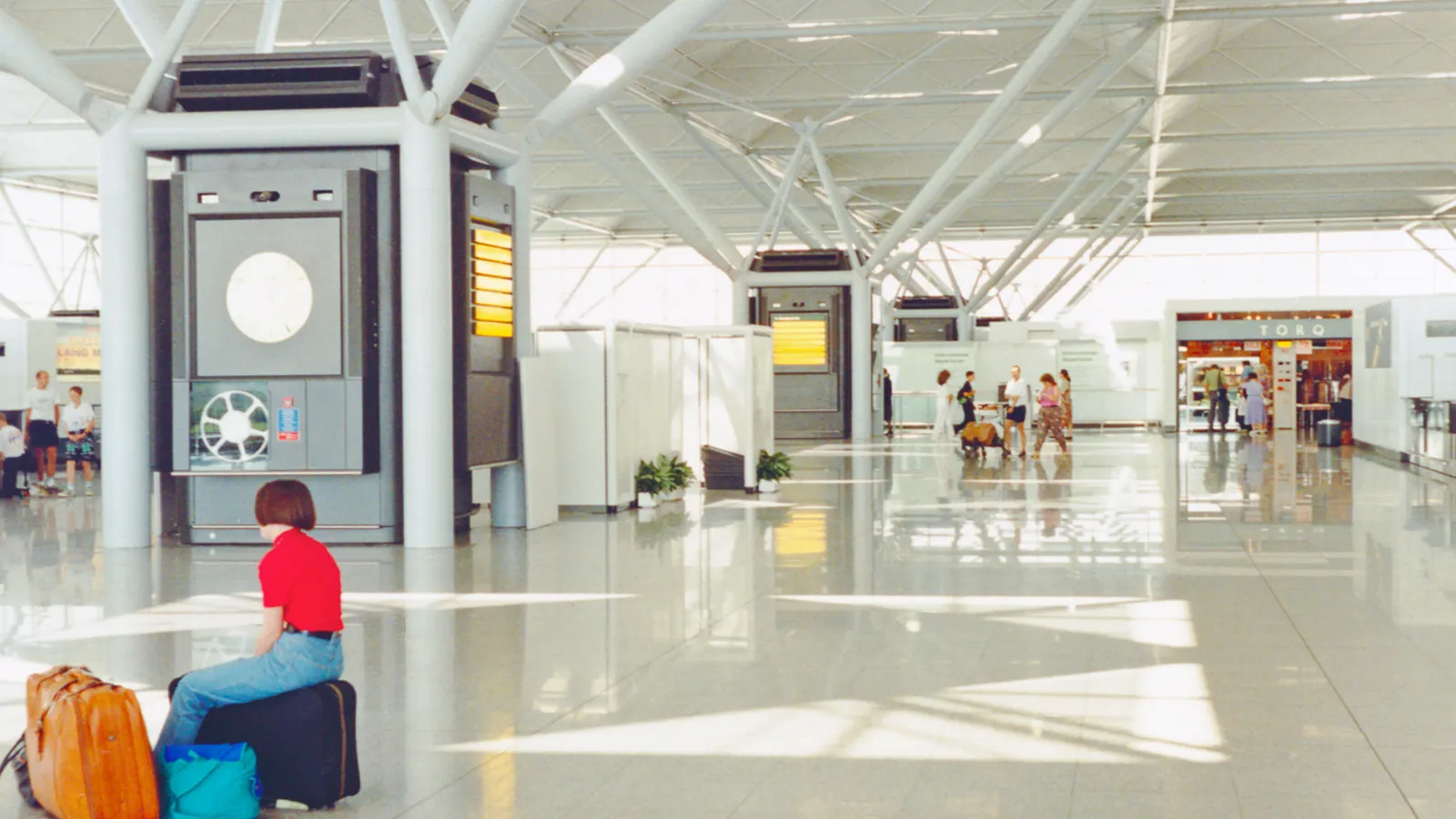 Inside the Stansted Airport terminal departures hall - Harwich port to Stansted transfer