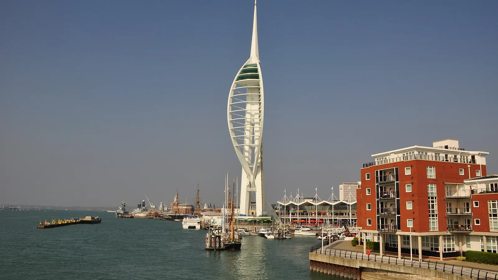 Portsmouth harbour and the Spinnaker Tower - drop-off point for Heathrow to Portsmouth port taxi transfers