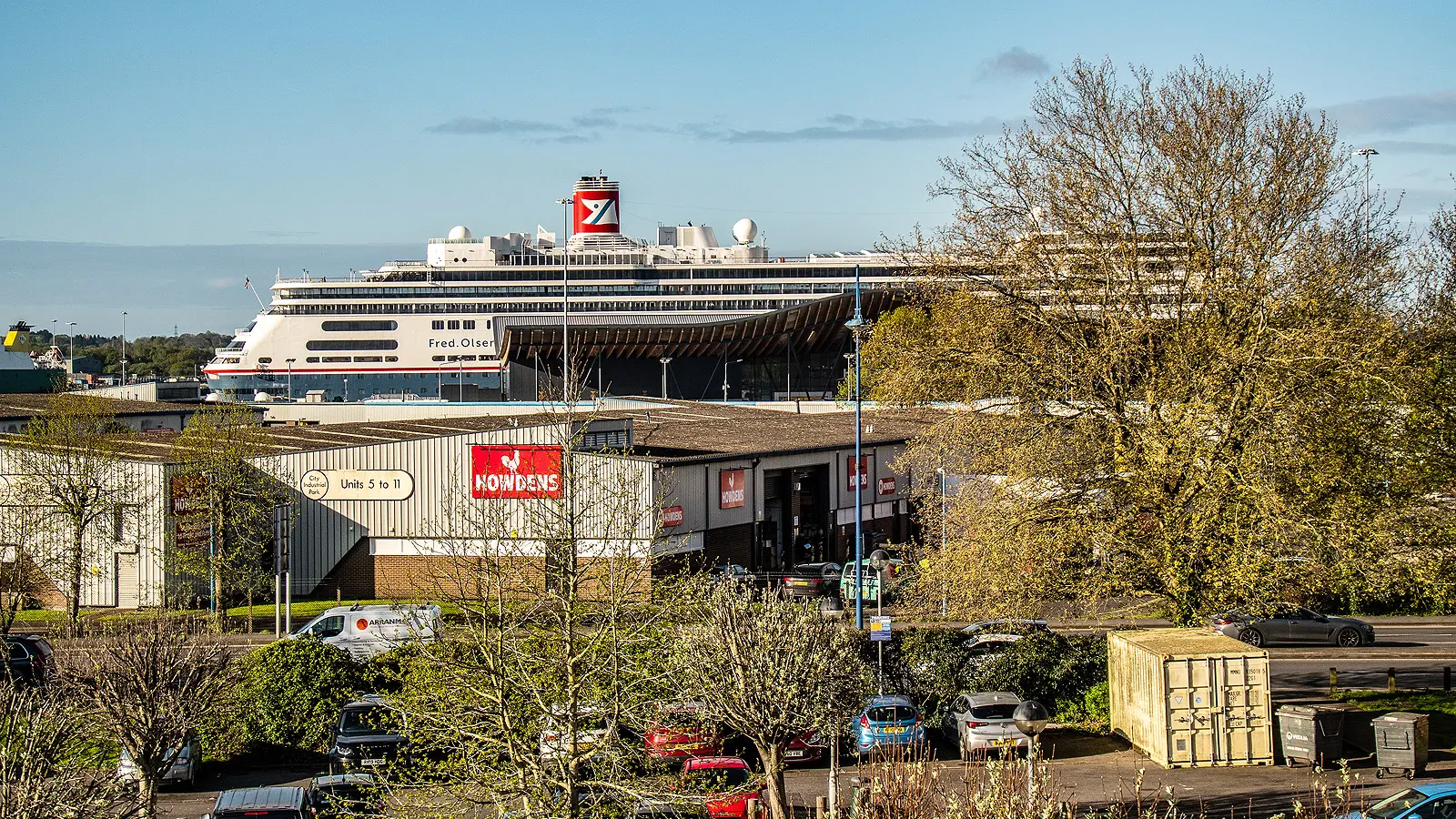 Cruise ship at Southampton docks - pickup area for Southampton cruise port to Gatwick taxis