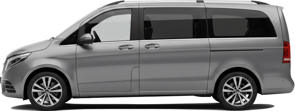 Side view of a nine-seater van used for group transfers to the O2 Arena